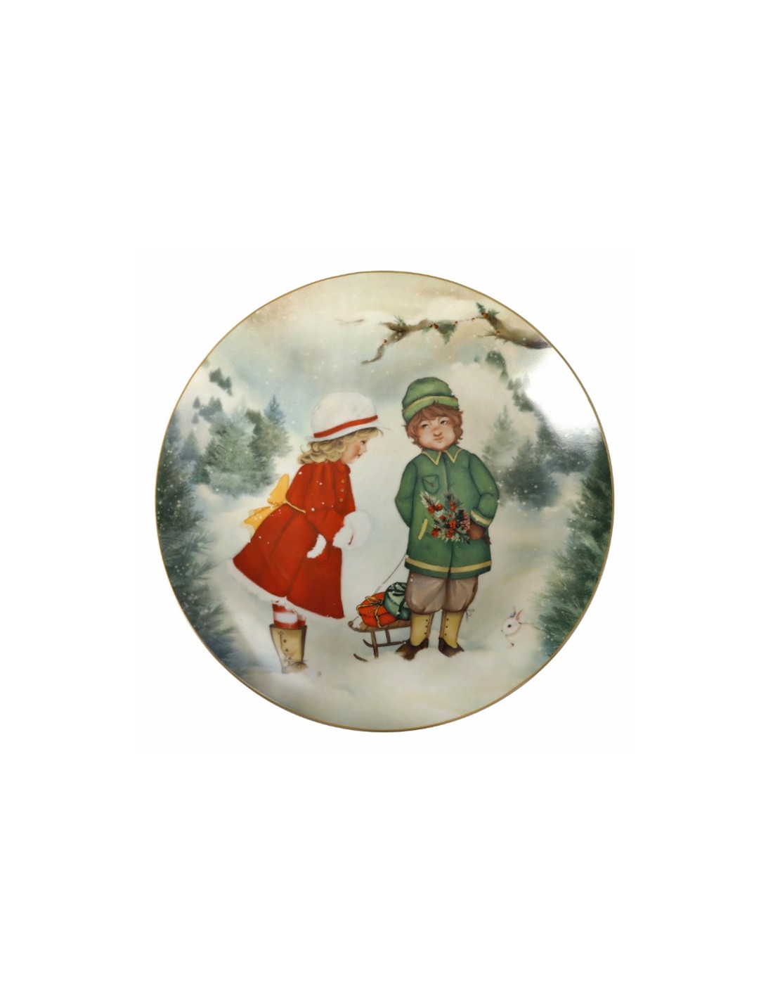 PORCELLANE: vendita online Piatto Cuccioli Bimbi Romantici di Natale in Porcellana - La Magia di Natale a Casa Tua in offerta