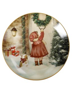 PORCELLANE: vendita online Piatto Cuccioli Bambina di Natale in Porcellana - La Magia di Natale a Casa Tua in offerta