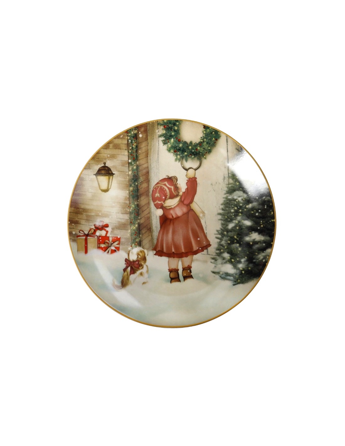 PORCELLANE: vendita online Piatto Cuccioli Bambina di Natale in Porcellana - La Magia di Natale a Casa Tua in offerta