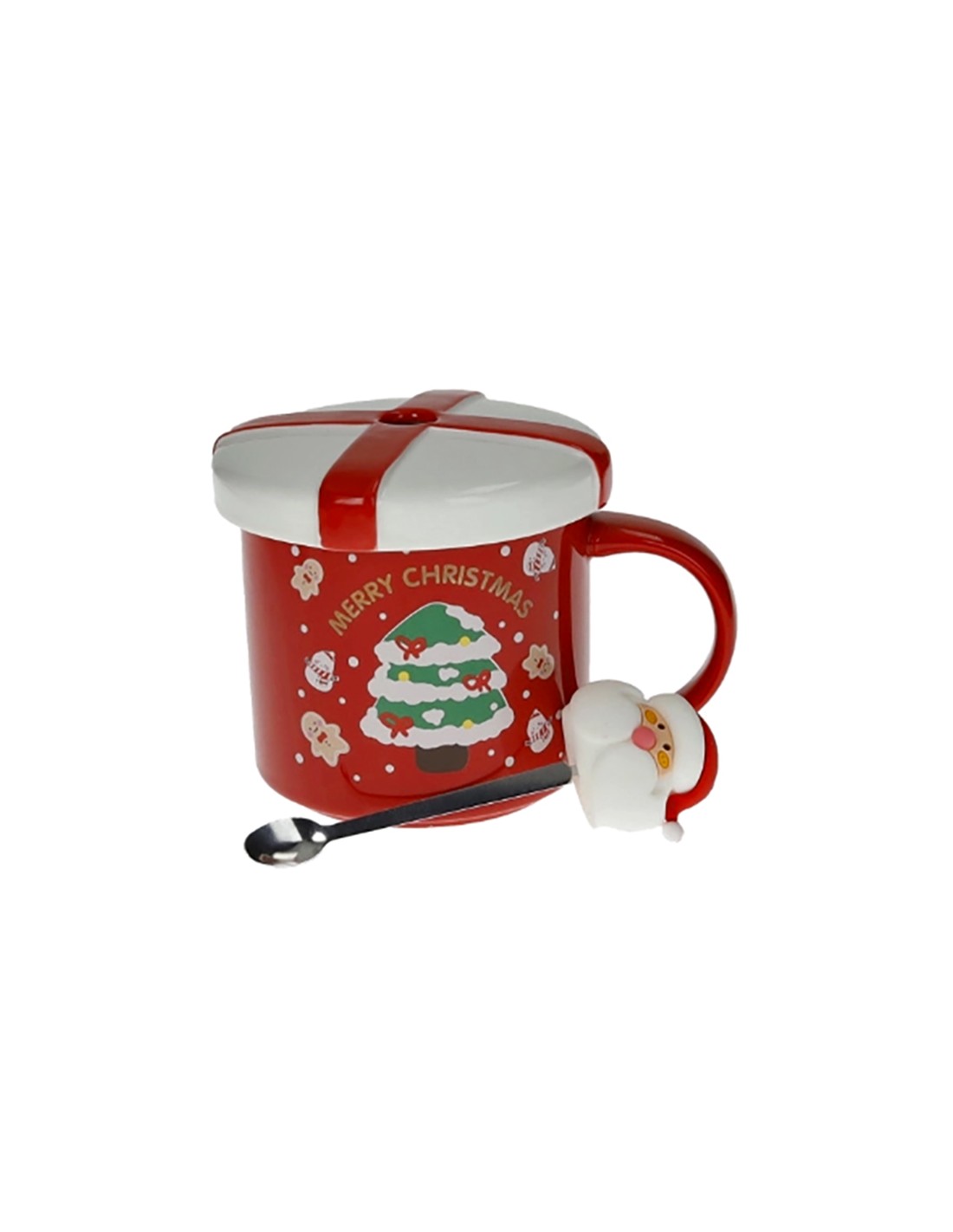 PORCELLANE: vendita online Brandani Mug con Tappo Rosso e Cucchiaino Babbo Natale Gold – La Magia di Natale a Casa Tua in off...