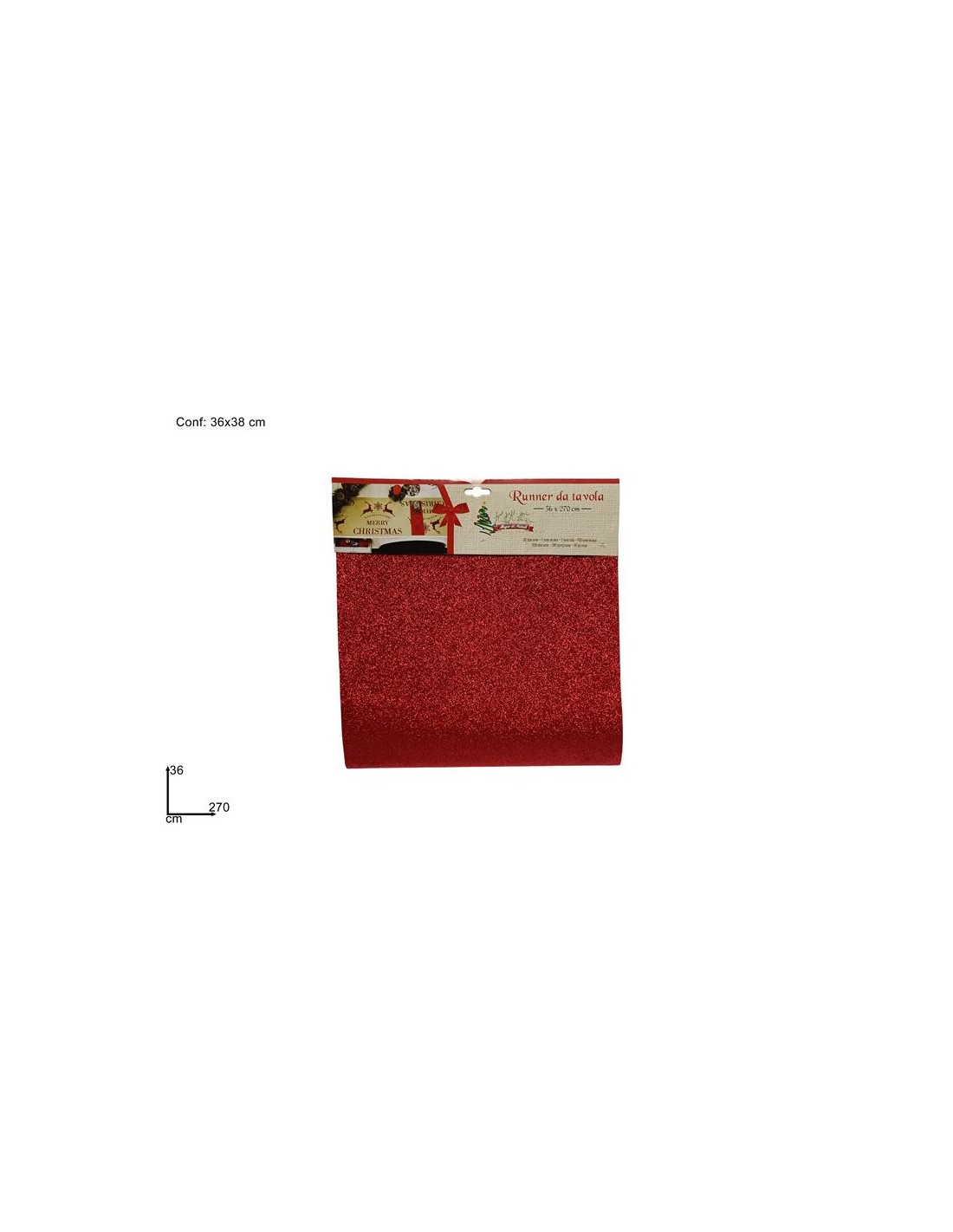 RUNNER 260778 GLITTER ROSSO 36X270CM