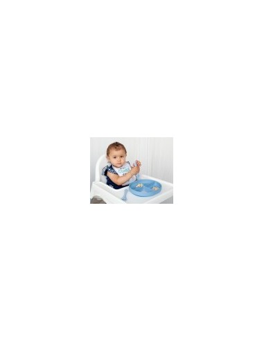 Set Posate e Vassoio BLW in Silicone Azzurro - Scomparti e Ventosa | shopincasa.it
