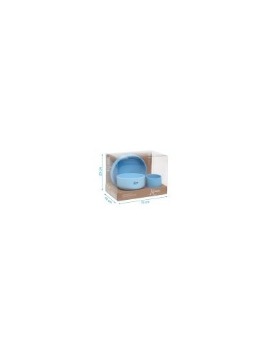 Set Piatti 3 Pezzi in Silicone Azzurro Kiokids - Ideali per Bambini | shopincasa.it