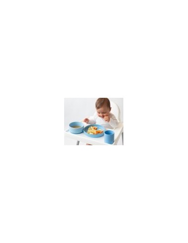 Set Piatti 3 Pezzi in Silicone Azzurro Kiokids - Ideali per Bambini | shopincasa.it