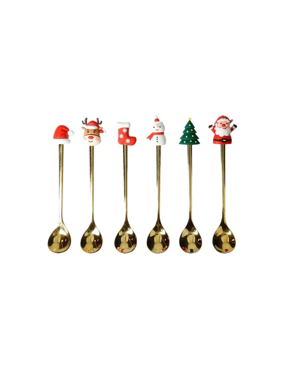 OGGETTISTICA NATALE: vendita online Set di 6 Cucchiaini Gold Assortiti con Soggetti Natalizi, 15 cm, La Magia di Natale a Cas...