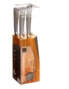 UTENSILI CUCINA: vendita online Blocco Coltelli Silver Precision 5 Pezzi con Supporto in Legno di Acacia – H. 22 x L. 10 cm i...