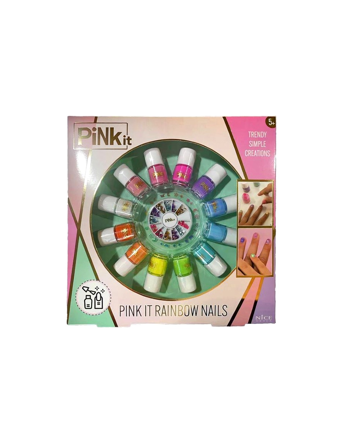 PINKIT Rainbow Nails – Set Nail Art Bambina con Smalti e Adesivi | shopincasa.it