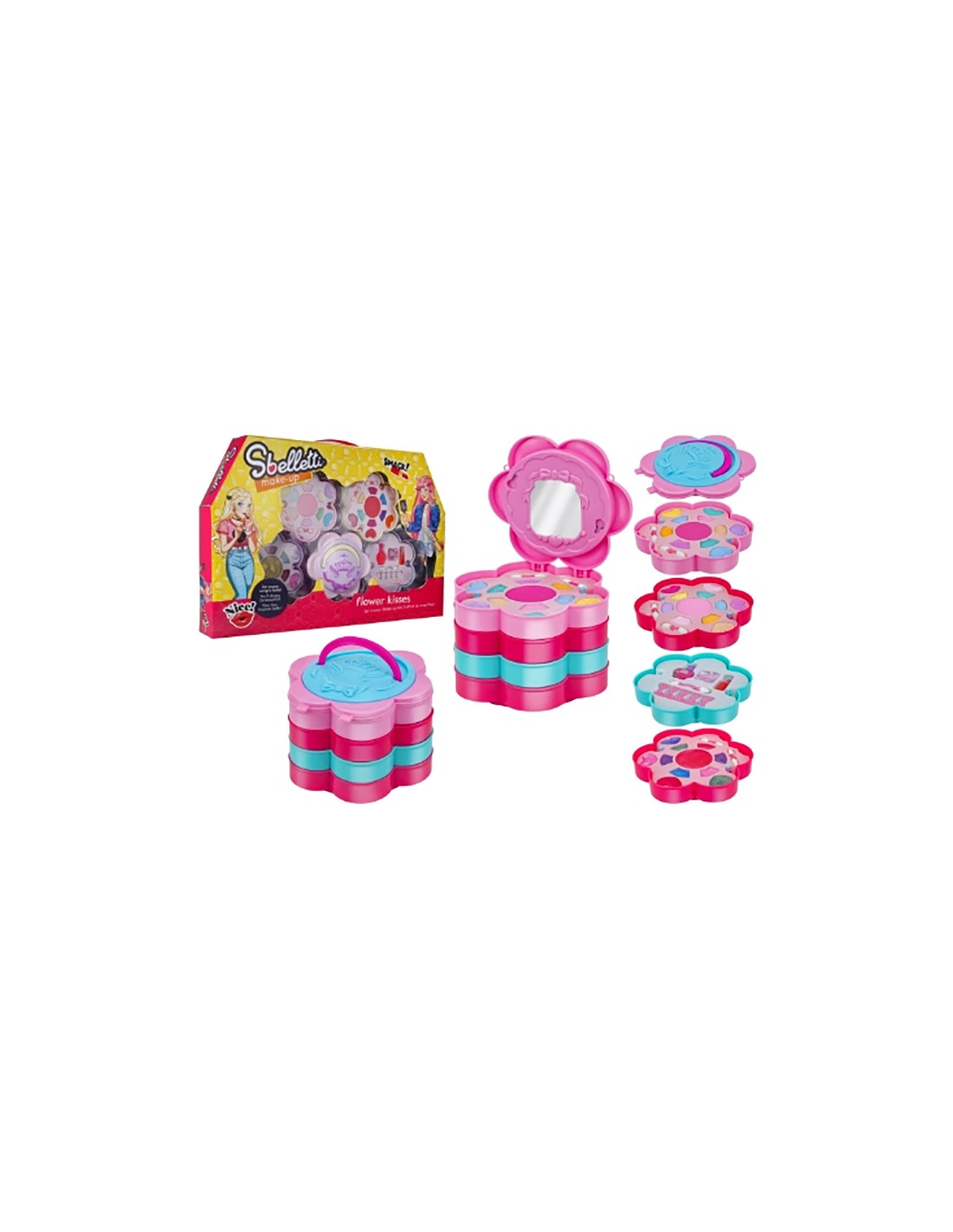 GIOCHI GIRL: vendita online COFANETTO TRUCCHI 4 LIVELLI CON SPECCHIO A FORMA DI FIORE in offerta