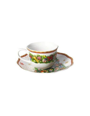 PORCELLANE: vendita online Set 2 Tazzine Caffè Brandani Christmas – Porcellana Natalizia con Piattini in offerta