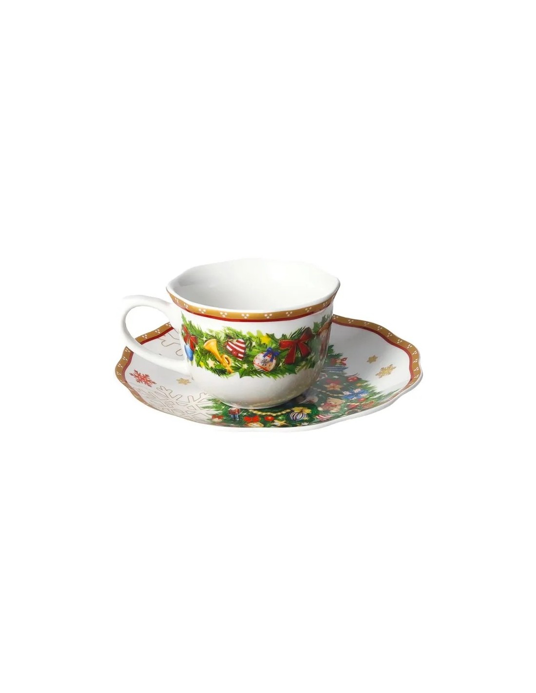 PORCELLANE: vendita online Set 2 Tazzine Caffè Brandani Christmas – Porcellana Natalizia con Piattini in offerta