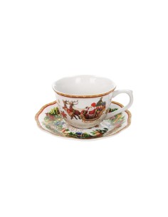 PORCELLANE: vendita online Set 2 Tazzine da Tè Brandani Christmas – Porcellana Decorata con Piattini in offerta 2
