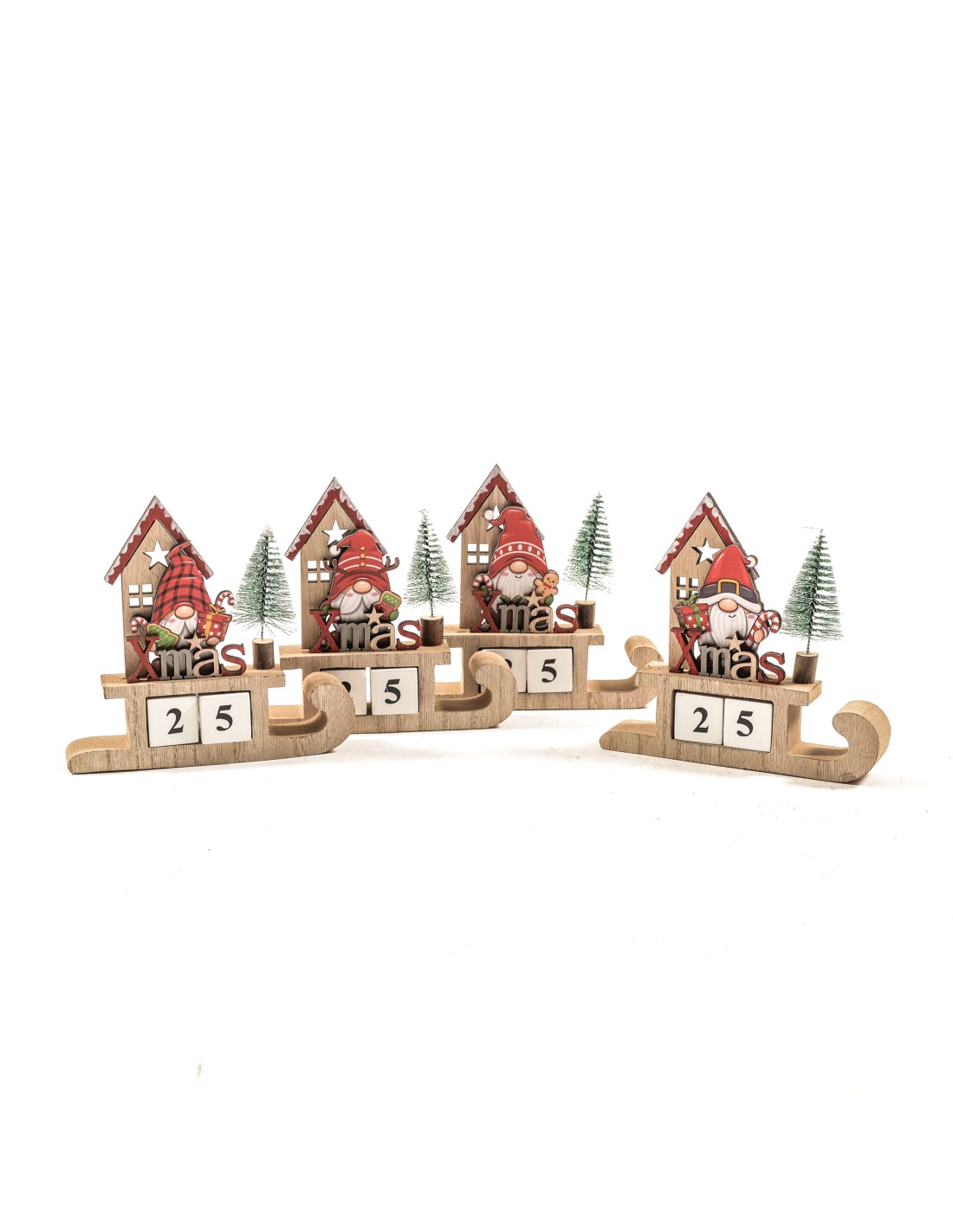 OGGETTISTICA NATALE: vendita online Calendario perpetuo di Natale in legno H14 cm assortito, mensole e tavoli in offerta