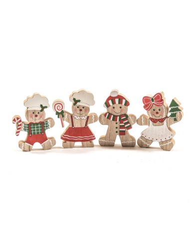 OGGETTISTICA NATALE: vendita online Omino Marzapane di Natale in legno 10x13 cm assortito, La magia di natale per tavoli, men...