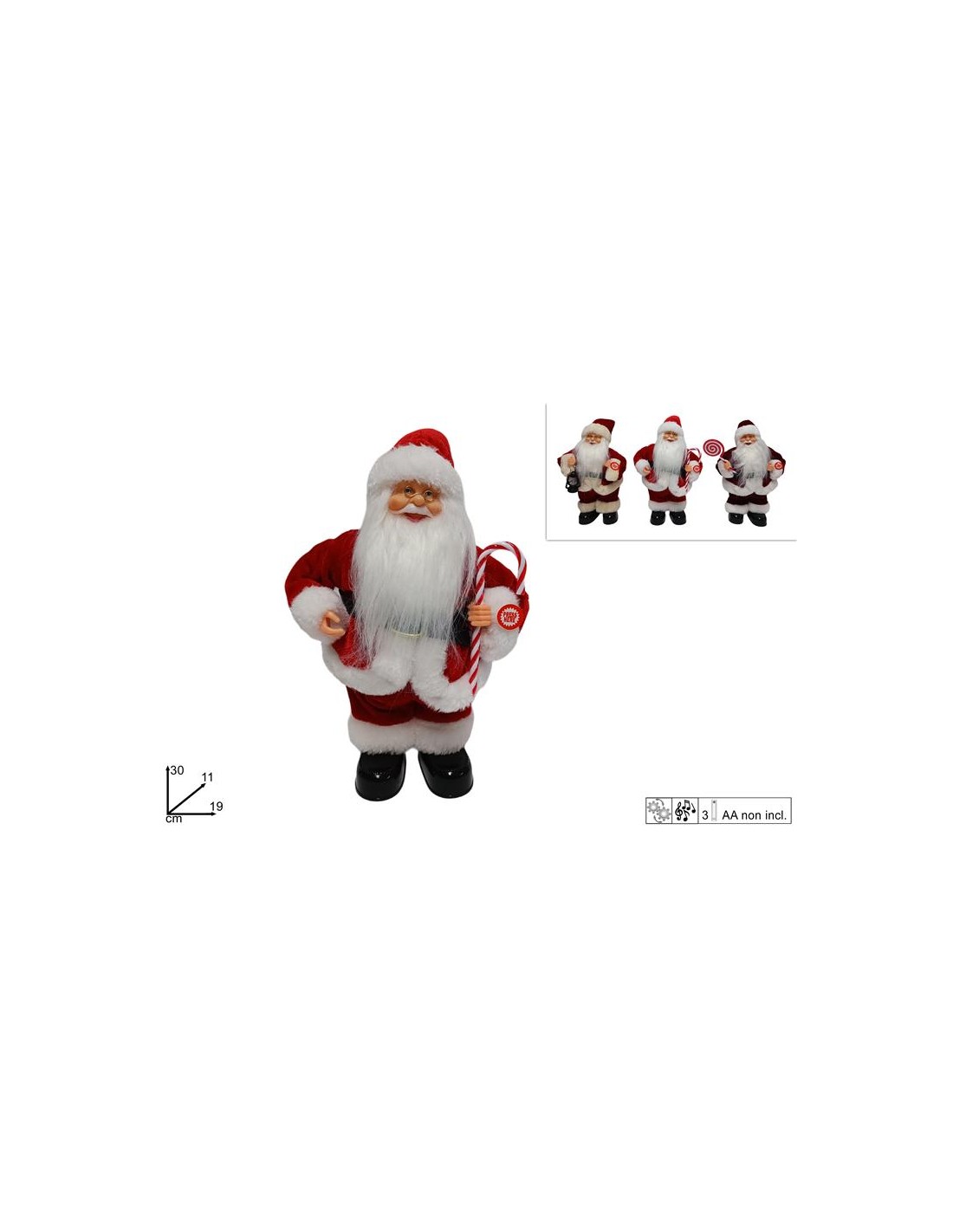 BABBO NATALE 246635 30CM CON MUSIA E MOVIMENTO ASSORTITO