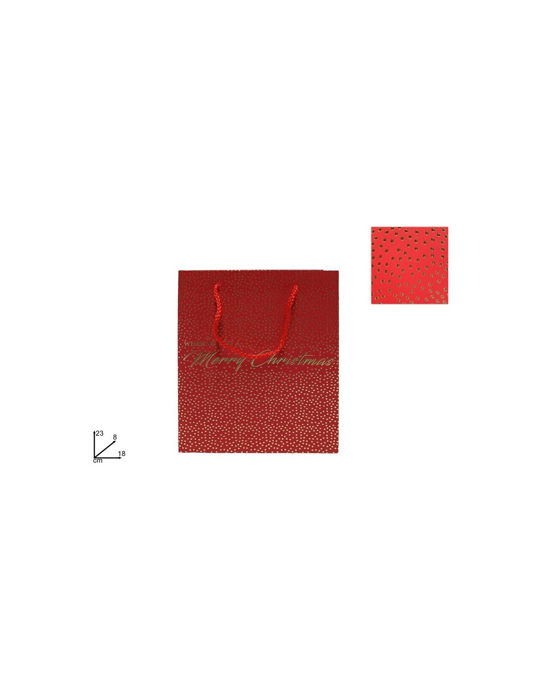 BUSTA REGALO ROSSA 23X18X8CM BORCHIE ORO