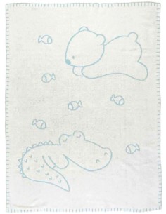 Coperta Bambino Double Face 75x100 cm - Romeo, Jules e Sally Nattou Azzurro