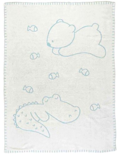 Coperta Bambino Double Face 75x100 cm - Romeo, Jules e Sally Nattou Azzurro