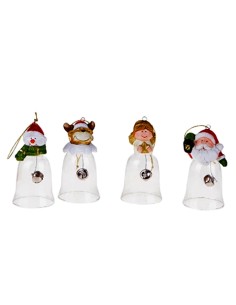 OGGETTISTICA NATALE: vendita online Campanellina Natalizia in Vetro e Resina con 4 Soggetti Assortiti - Brandani in offerta