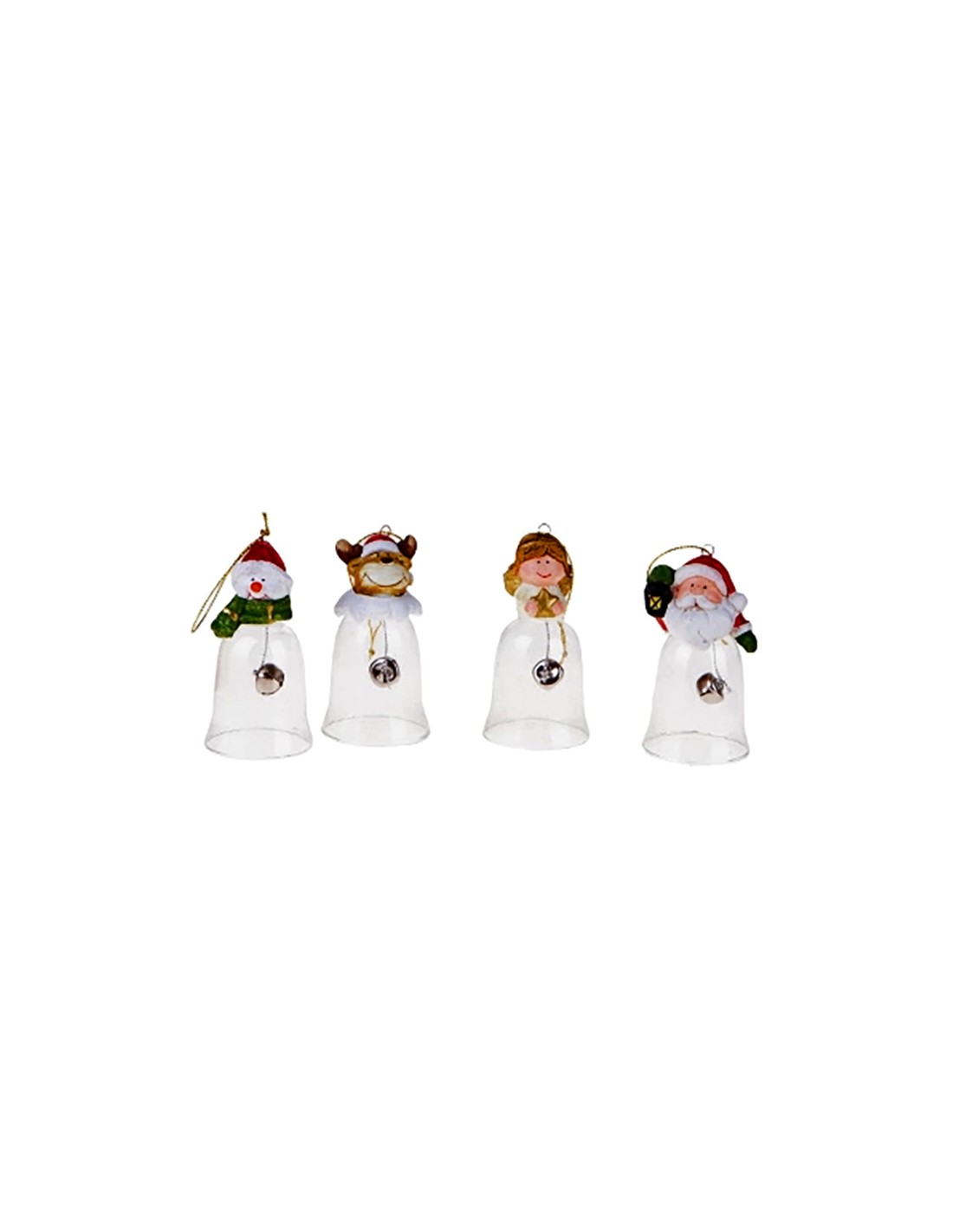 OGGETTISTICA NATALE: vendita online Campanellina Natalizia in Vetro e Resina con 4 Soggetti Assortiti - Brandani in offerta