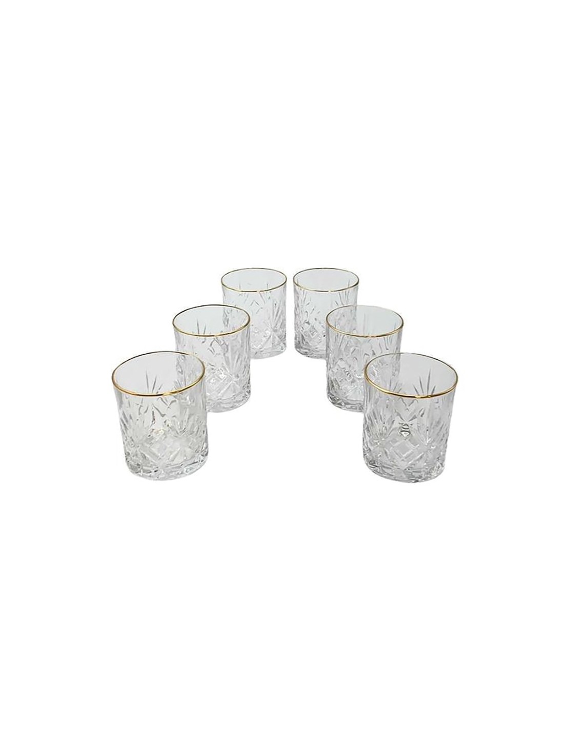 51275 SET 6PZ BICCHIERI GOLD VETRO