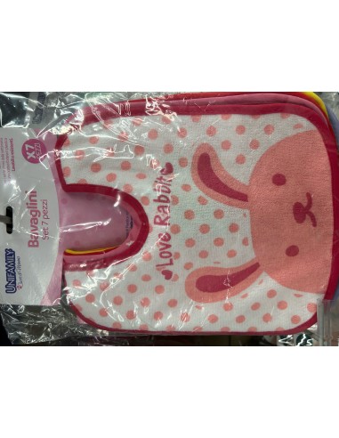 Set bavaglini rosa bambina Unifamily - 7 pezzi su Shopincasa.it