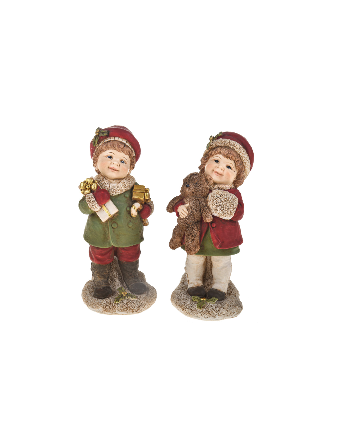 PERSONAGGI PRESEPE: vendita online Bambini con Doni Set 2 Pezzi in Resina h 15cm – La Magia di Natale a Casa Tua in offerta