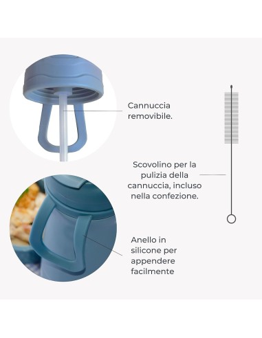 Nuvita 4440 Contenitore Termico con Beccuccio e Cannuccia - Bottiglia Isolante Rosa, 350 ml