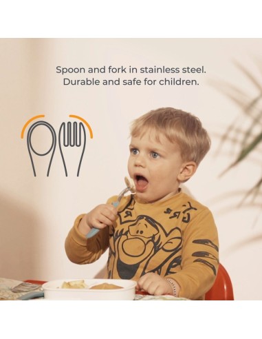 Set di posate per bambini in acciaio inox Nuvita rosa su Shopincasa.it