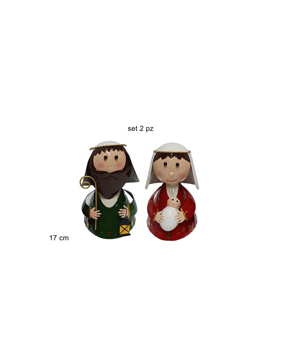 OGGETTISTICA NATALE: vendita online Natività di Natale 2pz Latta 17cm, Presepe Natalizio, Statuine Decorative, La magia di Na...