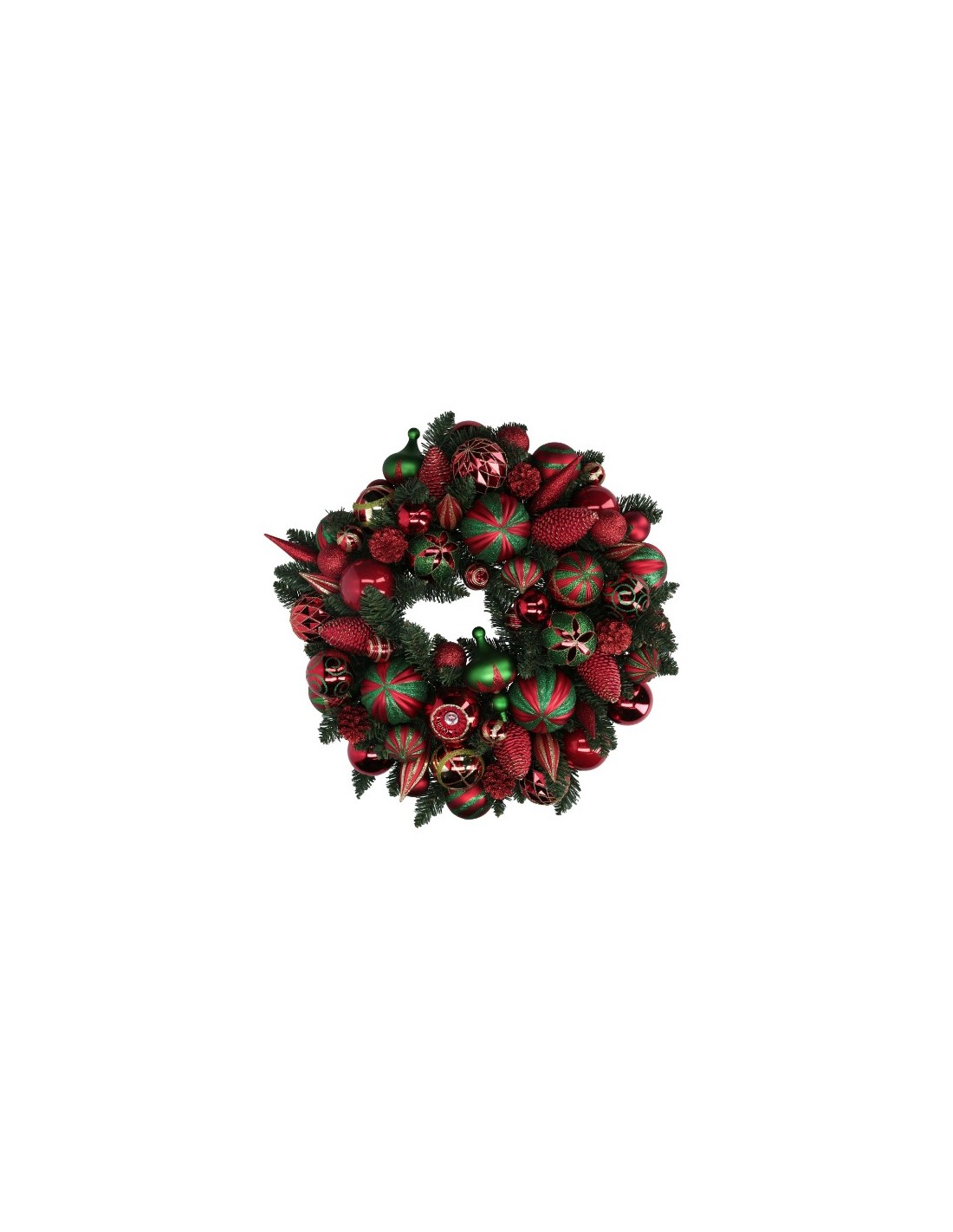 GHIRLANDA 638648 CORONA 59CM CON SFERE ROSSO/VERDE