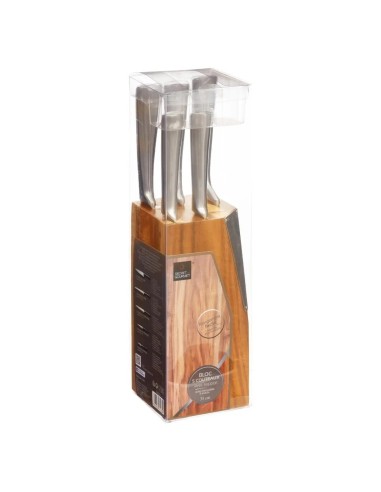 UTENSILI CUCINA: vendita online Blocco Coltelli Silver Precision 5 Pezzi con Supporto in Legno di Acacia – H. 22 x L. 10 cm i...