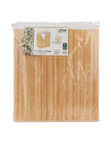 PORTABIANCHERIA: vendita online Cesto portabiancheria doppio in bambù 100 litri, dimensioni L. 63 x l. 54 x H. 34 cm, peso 2,...