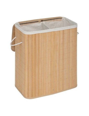 PORTABIANCHERIA: vendita online Cesto portabiancheria doppio in bambù 100 litri, dimensioni L. 63 x l. 54 x H. 34 cm, peso 2,...