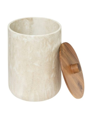 PATTUMIERA BAGNO: vendita online Cestino effetto marmo 5 litri con tappo in acacia, dimensioni Ø 18,5 x H. 25,3 cm, elegante ...
