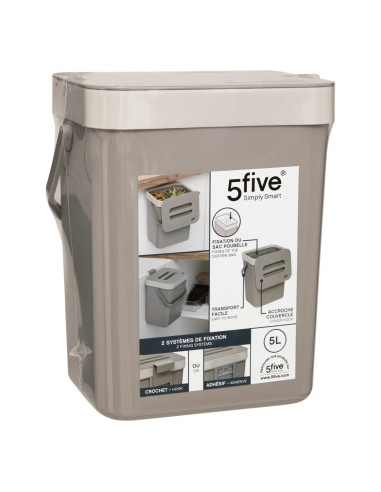 PATTUMIERE: vendita online Bidone per il compost 5 litri in plastica color talpa, dimensioni L. 24,5 x P. 18,7 x H. 14,5 cm, ...