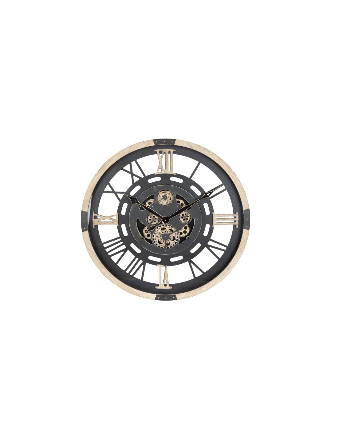 OROLOGI: vendita online Orologio Industriale Nero Atmosphera D80cm, Design a Ingranaggi in Metallo e Legno con Numeri Romani ...