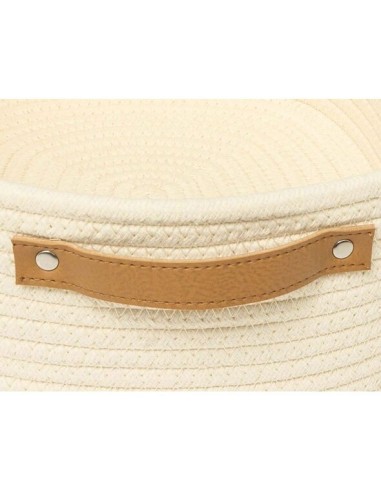 OGGETTISTICA: vendita online Cestino Duo 2° misura poliestere crema 35x25x12 cm, con manici in similpelle, elegante e pratico...
