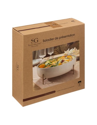 INSALATIERE E COPPETTE: vendita online Insalatiera in ceramica con supporto, diametro 30 cm, elegante e pratica per servire i...