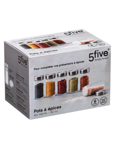 SPARGI SALE E ZUCCHERO: vendita online Set di 6 barattoli in vetro per spezie, D. 4,5 x h. 9,5 cm, pratico e elegante per org...