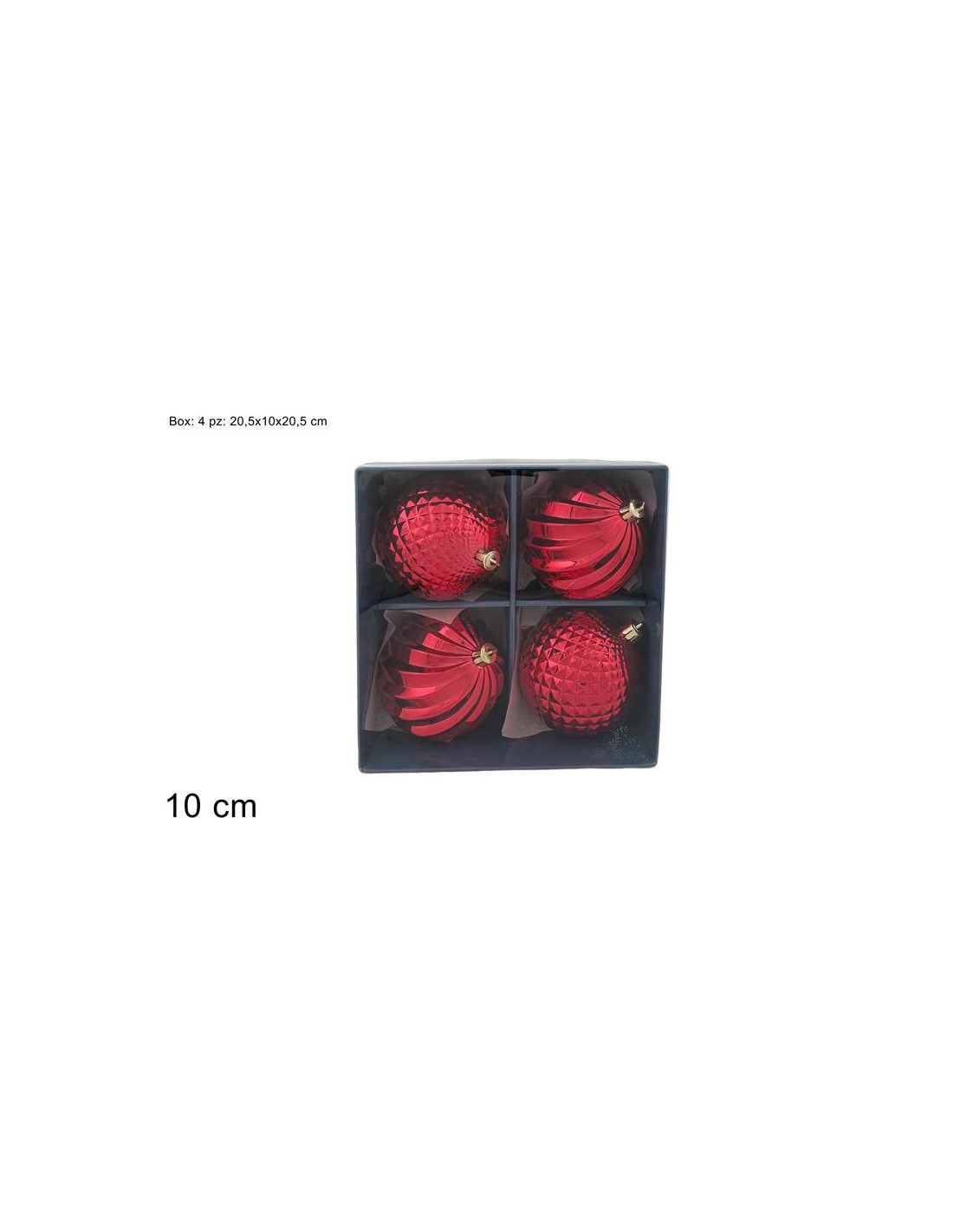 PALLE 10CM SET 4PZ ROSSE IN BOX