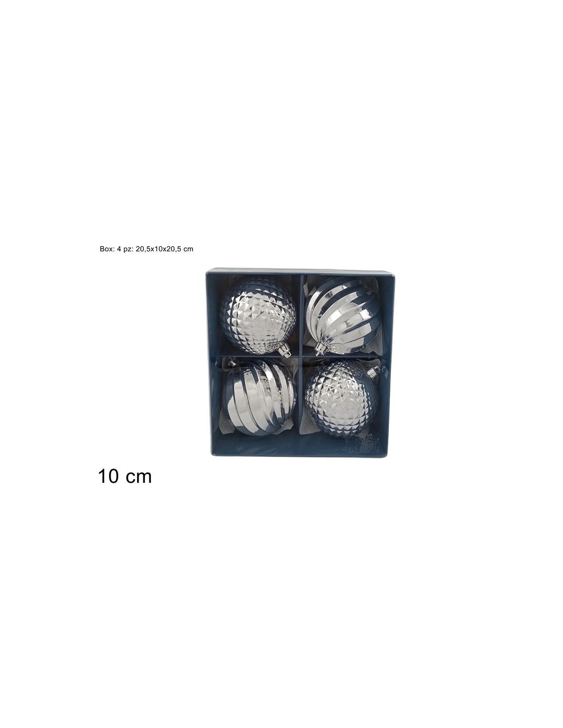 CONF 4 SFERE 10CM SILVER IN BOX