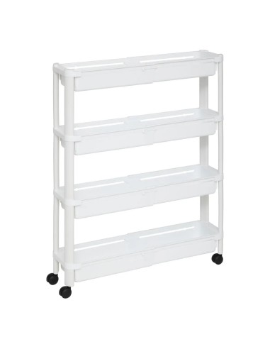CARRELLI E MENSOLE: vendita online Carrello 4 Ripiani Bianco, Dimensioni 37,5x15x79 cm, con Ruote e Spazio Ottimizzato in off...