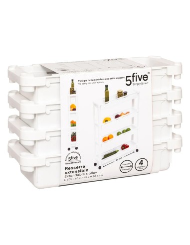 CARRELLI E MENSOLE: vendita online Carrello 4 Ripiani Bianco, Dimensioni 37,5x15x79 cm, con Ruote e Spazio Ottimizzato in off...
