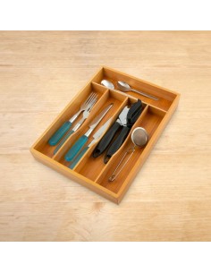 ACCESSORI LAVELLO: vendita online Vassoio Portaposate 5 Scomparti in Bambù 34x25x4,2 cm, Organizzatore Posate Cucina, Vassoio... 2