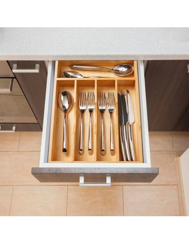 ACCESSORI LAVELLO: vendita online Vassoio Portaposate 5 Scomparti in Bambù 34x25x4,2 cm, Organizzatore Posate Cucina, Vassoio...