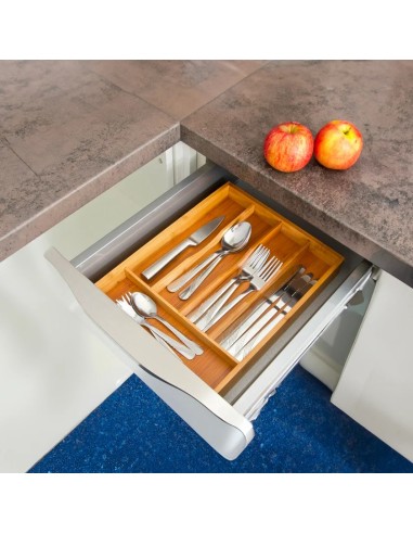 ACCESSORI LAVELLO: vendita online Vassoio Portaposate 5 Scomparti in Bambù 34x25x4,2 cm, Organizzatore Posate Cucina, Vassoio...