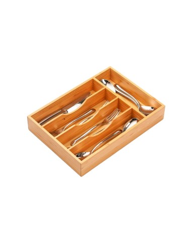ACCESSORI LAVELLO: vendita online Vassoio Portaposate 5 Scomparti in Bambù 34x25x4,2 cm, Organizzatore Posate Cucina, Vassoio...