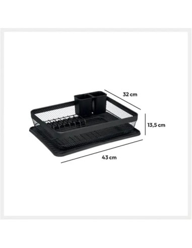 ACCESSORI LAVELLO: vendita online Scolapiatti Maya in Metallo Nero, Organizzatore Cucina 43x32x13,5 cm, Scolapiatti in Metall...