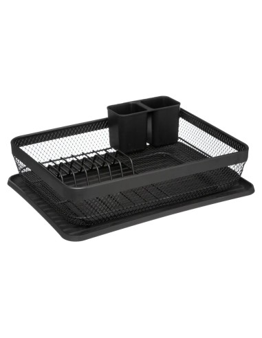 ACCESSORI LAVELLO: vendita online Scolapiatti Maya in Metallo Nero, Organizzatore Cucina 43x32x13,5 cm, Scolapiatti in Metall...