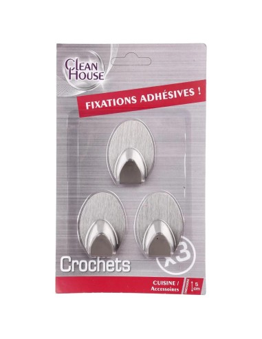 ACCESSORI: vendita online Set di 3 Ganci Inox, Ganci in Ferro per Parete, Organizzazione e Decorazione in offerta